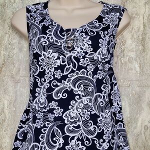BYdesign Navy Blue & White Sleeveless Top Size Medium